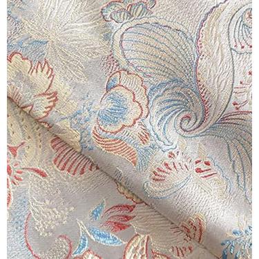 Imagem de JUANJUAN Tecido brocado por jarda, 75 cm para bricolage, artesanato, brilho luxuoso, vestido de casamento drapeado leve e nítido, fantasias, moda, SE (tamanho: 1 m/39,3 polegadas, cor: 22 - flor de