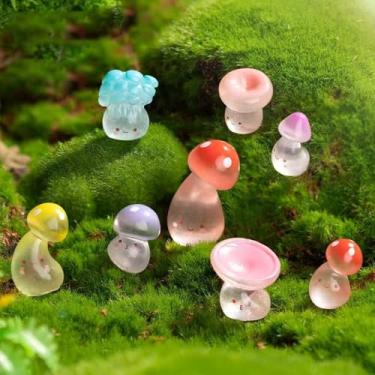 Imagem de Esenthy 10 mini enfeites de carro, estatuetas de resina de cogumelo, decoração de painel, monitor de computador, mini acessórios de mesa para decoração de interiores de carro