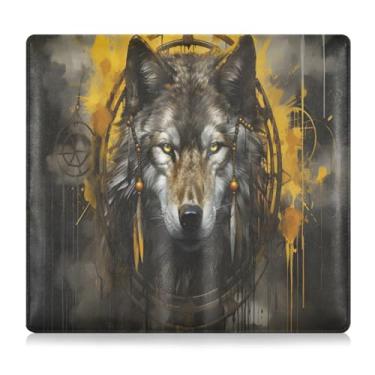 Imagem de CEBUGI Wolf Dreamcatcher Porta-luvas com porta-luvas para organizador de documentos, 12,5 cm x 24 cm