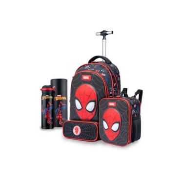 Imagem de Kit Mochila Lancheira Estojo Homem Aranha Rodinha Marvel