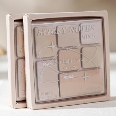 Imagem de 2 peças pequenas notas adesivas, cores pastel, degradê sonhador, material escolar fofo, remoção rápida, bloco de notas autoadesivas para escritório, conveniente para carregar, cadernos e blocos de