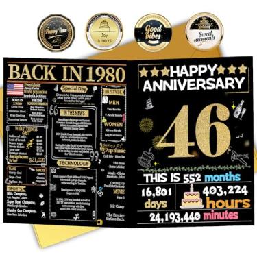 Imagem de Joycard Cartão de aniversário de 46 anos para mulheres e homens, cartão de casamento para esposa marido, decorações de casamento doces presentes para casal, perfeito para ela no dia de aniversário, em