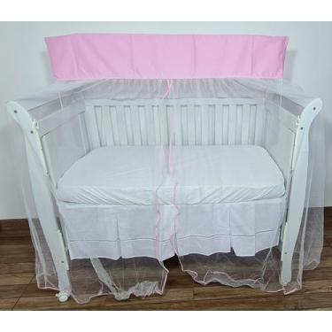 Imagem de Mosquiteiro Com Bandô Cortinado Para Berço Tulle Rosa - POLYBABY