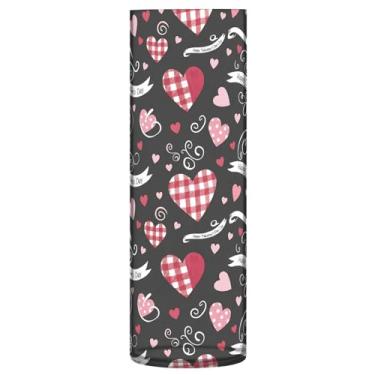Imagem de CEBUGI Vaso de flores com elementos do Dia dos Namorados, 10 x 30 cm, vaso cilíndrico para flores, vaso transparente inquebrável para decoração de casa de festa de casamento