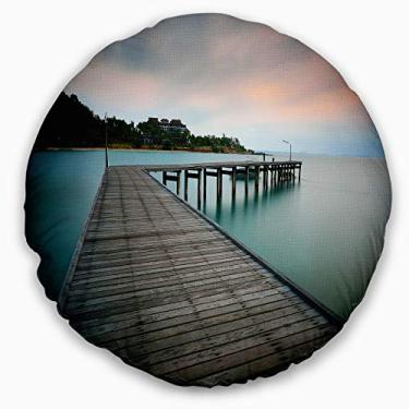 Imagem de Designart Ponte de madeira para sala de estar, sofá, almofada + capa de almofada impressa em ambos os lados 40,64 cm