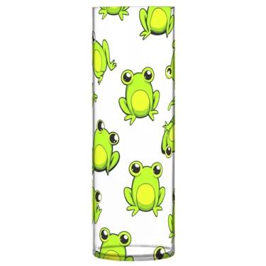 Imagem de CEBUGI Vaso de flores Green Frogs 10 x 30 cm, vaso cilíndrico para flores, vaso transparente inquebrável para decoração de casa de festa de casamento