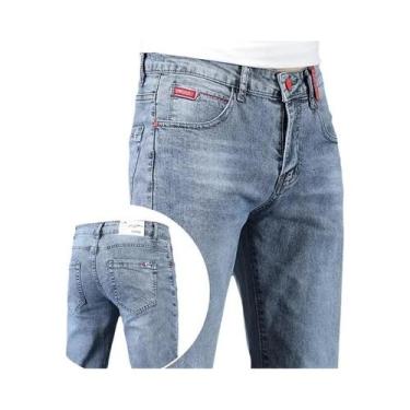 Imagem de Calças Jeans Masculinas Slim Fit Em Algodão Stretch Casual De Negócios