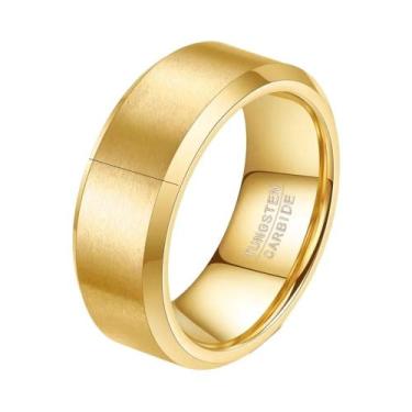 Imagem de Aliança De Casamento Em Carboneto De Tungstênio Preto, Dourado E Prate