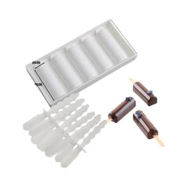 Imagem de Formas De Silicone Para Picolé Com 5 Cavidades E 10 Palitos Plásticos 