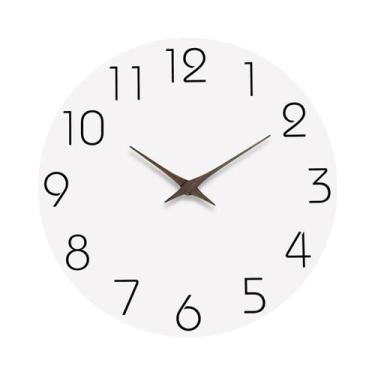 Imagem de Relógio De Parede Moderno Branco Com Padrão Em Madeira 10 12 14 16 Pol