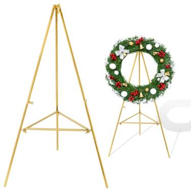 Imagem de Porta-cartões de Natal com suportes de guirlanda - Porta-cartões fotográficos de coroa de metal dourado com laço espiral de Natal para exibição de cartão de foto rack de inserção de imagem Guirlanda