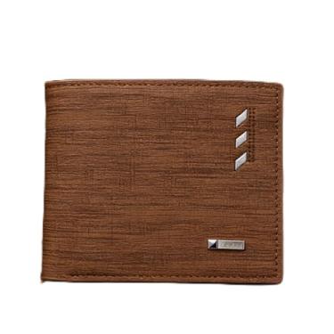 Imagem de Carteira masculina dobrável de couro, casual cáqui slim dobrável (cáqui)