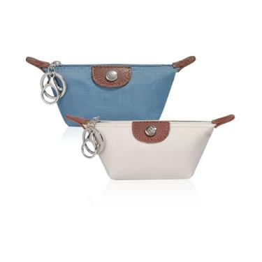 Imagem de 2 peças de mini mochila de maquiagem para mulheres, meninas, pequena bolsa de moedas, bolsa de moedas, bolsa pequena para trocos, bolsa de chaveiro com zíper para cartão de dados, organizador de cabos