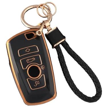 Imagem de Capa tpu para chave de carro compatível com bmw 1 3 5 7 séries x1 x3 x4 x5 f10 f15 f16 f20 f30 f18 f25 m3 m4 e34 acessórios protetores de chave fob(Black Set 2)