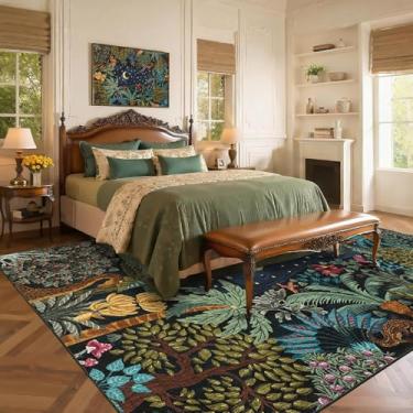 Imagem de GarveeHome Tapetes de área grande 22 x 30,5 cm para sala de estar, tapete lavável com animais da selva, macio, antiderrapante, tapete para interior, com detalhes finos para quarto, sala de jantar