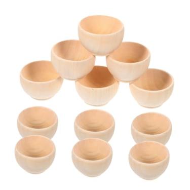 Imagem de Garneck 12 tigelas de madeira inacabadas para artesanato, brinquedos de madeira natural para decorar atividades e festas para meninos e meninas, mini tigelas sem pintura
