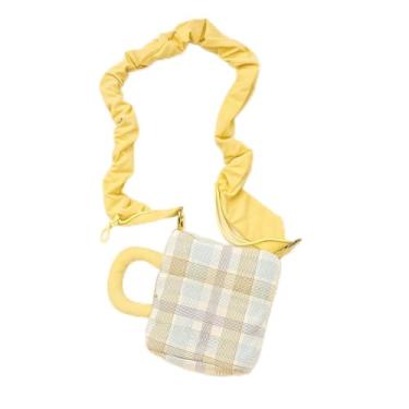 Imagem de Bolsa transversal xadrez, alça ajustável com estampa xadrez, bolsa feminina casual, Caqui, Medium, Mochila casual