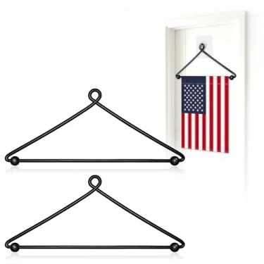 Imagem de Suporte de bandeira, suporte de mastro de bandeira premium de metal revestido com pó, tinta à prova de intempéries, bandeiras de 30 cm, gancho de parede de bandeira (pacote com 2)