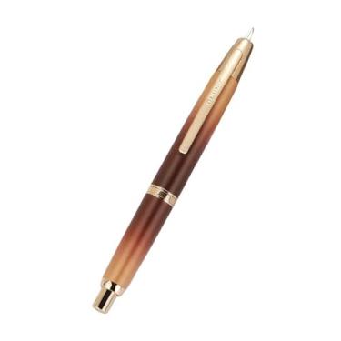 Imagem de FUKUZL Caneta tinteiro metal pérola azul prensa ouro rosa design padrão ponta EF F canetas de tinta para escrever materiais escolares canetas presentes (22, EF (0,4 mm))