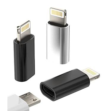 Imagem de Adaptador micro USB fêmea para Lightning macho (pacote com 3) conector de porta de cabo de carregamento Android para Apple para iPhone 11 12 13 14 Pro Max Mini Xs Se Plus para iPad, cabo de