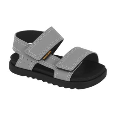 Imagem de Sandália Lisa Infantil Molekinho Velcro Leve e Confortável (Cinza, BR, Criança de 1 a 3 anos, Numérico, 21)