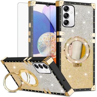 Imagem de Asuwish Capa de celular para Samsung Galaxy A15 5G/4G capa magnética com protetor de tela de vidro temperado e espelho brilhante brilhante resistente à prova de choque anel rígido A 15 G5 15A mulheres