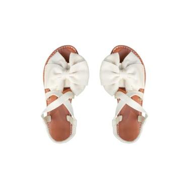 Imagem de SweatyRocks Sandália feminina com laço cruzado e bico aberto, elegante para praia, tira no tornozelo, Bege, 35