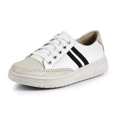Imagem de Tênis Feminino Casual Branco em Couro DIfranca - 103, 40