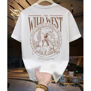 Imagem de Camiseta Casual Algodão Premium Wild West, Branco, G4