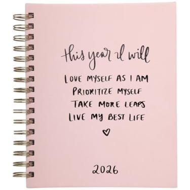 Imagem de WORLD TRAVELER Agenda 2026 semanal e mensal - 19 cm x 21 cm capa dura janeiro dezembro espiral agenda diária 2026 lista de tarefas, tamanho 17 x 21 cm, rosa este ano