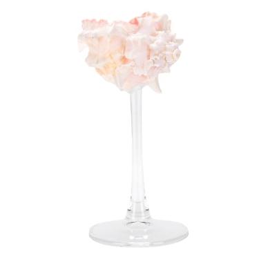 Imagem de Dpofirs Copo de Vinho de Concha, Copo de Vinho de Casamento para Bebidas Frias, Ornamento de Mesa de Vidro de de Haste Longa Polida para Festa de Aniversário (Base Transparente Vermelha)