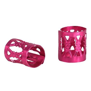 Imagem de Luqeeg Contas de Trança de Cabelo Elegantes Coloridas Anéis Manguito 100 Peças para Ferramenta de Decoração de Cabelo 7 Cores para Mulheres/meninas (Rosa Vermelha)