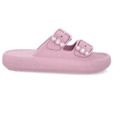 Imagem de Chinelo Usaflex Slide Poofy Ajustável com Fivela e Brilho-Feminino