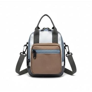 Imagem de Bolsa tiracolo de nylon espesso para mulheres, multiuso, bloco de cores, bolsa de ombro elegante, Marrom, Bolsas de mão