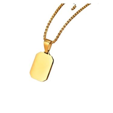 Imagem de Colares de esmalte preto casual para homens, colar quadrado de aço inoxidável, simples, presente masculino, acessórios versáteis, One Size, Ágata