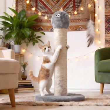 Imagem de Keygarzone Poste arranhador para gatos de 56 cm, arranhador de sisal para gatos com brinquedo interativo, mastro para arranhar monstros para gatos internos, arranhador fofo para gatos e gatos grandes