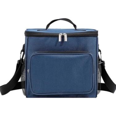 Imagem de Bolsa Térmica Grande com Duas Camadas para Marmita Academia Trabalho Viagem com Isolamento Térmico e Compartimentos para Lanches e Utensílios (Marinho)