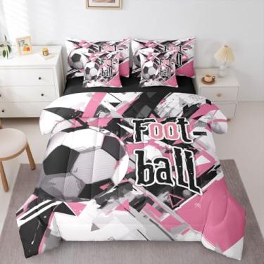 Imagem de Erosebridal Jogo de cama de 7 peças, solteiro, graffiti, com lençóis, estilo grafite, moderno, para entusiastas do esporte, cama em uma bolsa, com tema esportivo, meninos, rosa, para adolescentes