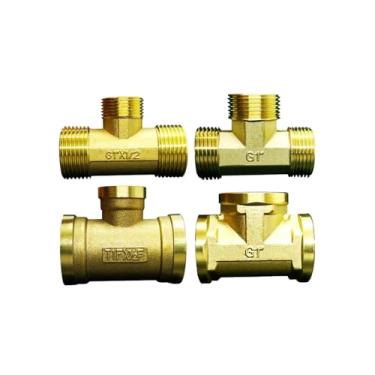 Imagem de Hardware Tool DN20 3/10.2 cm BSP fêmea e macho redutor tipo T conector de encaixe de tubo de latão adaptador de acoplamento de 3 vias para junta de tubulação de gás combustível água (G06-G04-G06 fêmea