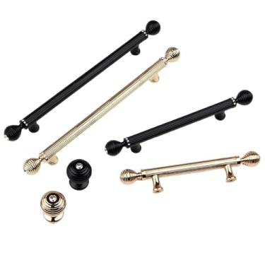 Imagem de CXYFQUUK Puxadores de armário e puxadores de gaveta de liga de zinco diamante puxadores de porta de armário de cozinha ferragens 2 peças (botão preto)