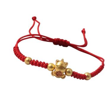 Imagem de MMIUAEG Pulseira Ano do Cavalo do Zodíaco Chinês Pulseira Vermelha Feng Shui Pingente da Sorte para Boa Sorte Proteção Presentes de Ano Novo, Medium, Zinco, Sem Pedra Preciosa