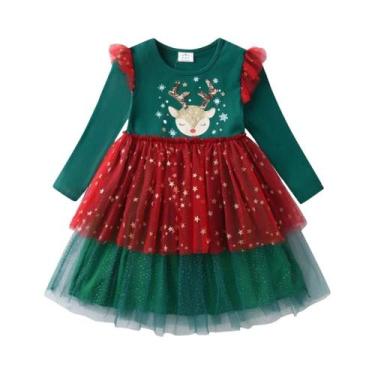 Imagem de Vestido De Princesa De Manga Comprida Com Estampa De Floco De Neve Par