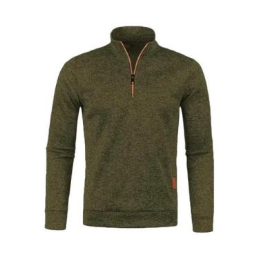 Imagem de Suéter Masculino De Manga Longa Com Zíper Frontal, Cor Sólida, Estilo 