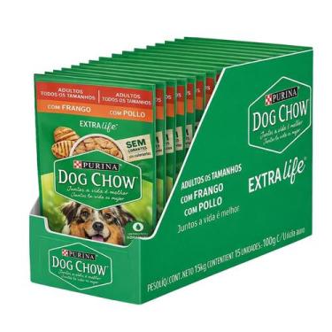 Imagem de Ração úmida Dog Chow Sabores Variados para Cães 15x100 g, Frango Todos