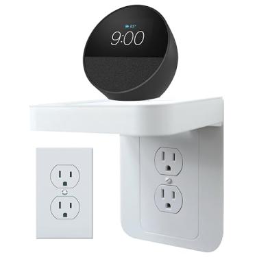 Imagem de Suporte de parede Apple Homepod Mini, suporte de prateleira para tomada, poleiro de energia com gerenciamento de cabo integrado, uma solução de economia de espaço para Google Home/Eco/Escova de dentes elétrica (branca, padrão)