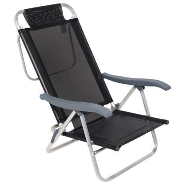 Imagem de Cadeira De Praia Reclinável Sunny Mormaii Preta 120kg