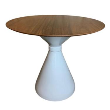 Imagem de Mesa de Jantar Cone Ampulheta 80 cm Tampo Imbuia Base Branca - Persona