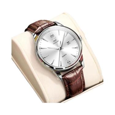 Imagem de Relógio De Pulso Masculino À Prova D'Água Com Pulseira De Couro, Calen