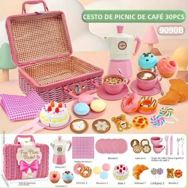 Imagem de Conjunto De Brinquedos De Cozinha Para Meninas: Cesta De Piquenique Co