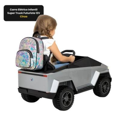 Imagem de Carro Elétrico Infantil Super Truck Futurista 12V - Cinza - UNITOYS